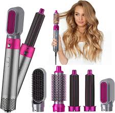 5-in-1 Hair Dryer with Curling Brush & Attachments