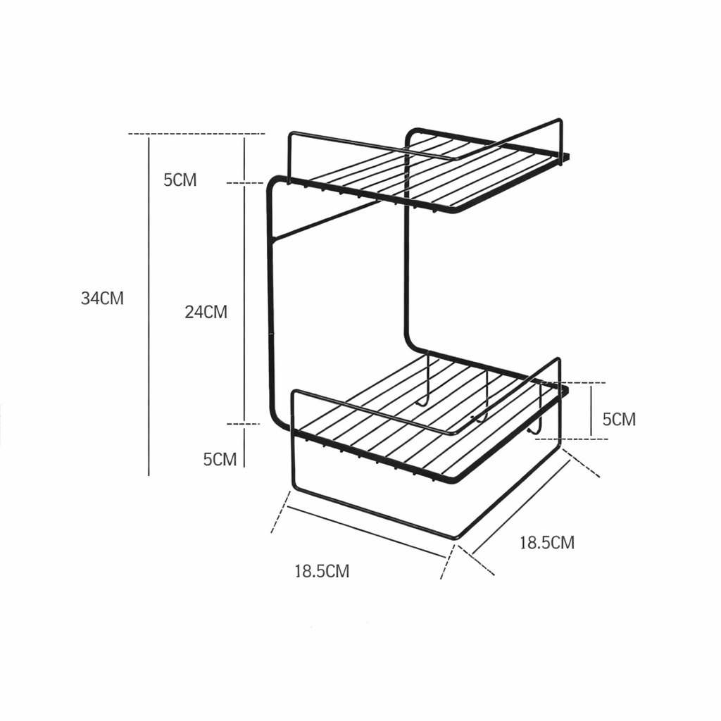 Black Iron Bathroom Shelf with Towel Rack & Storage