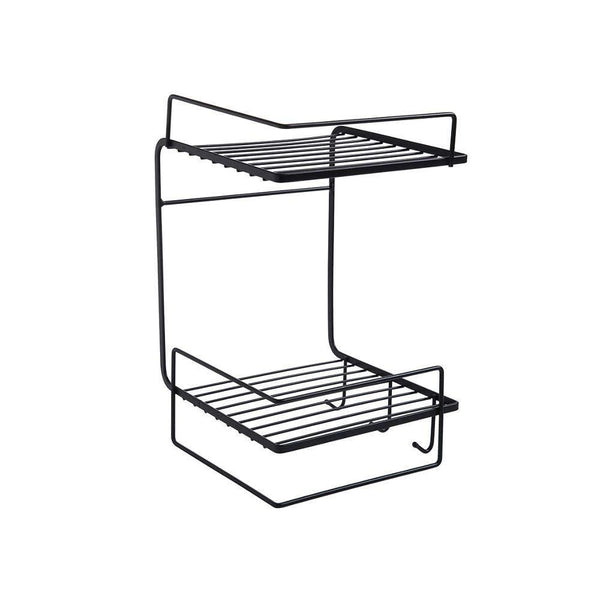 Black Iron Bathroom Shelf with Towel Rack & Storage