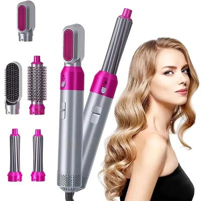 5-in-1 Hair Dryer with Curling Brush & Attachments