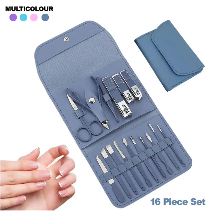 16-Piece Premium Personal Manicure & Pedicure Grooming Kit