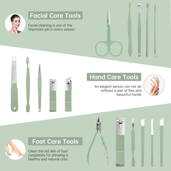16-Piece Premium Personal Manicure & Pedicure Grooming Kit
