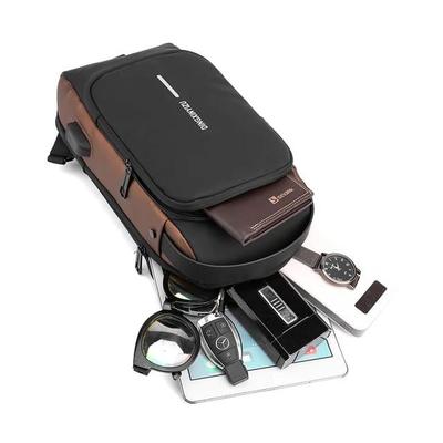 USB Charging Crossbody Bag Blue Black Brown Nylon 12