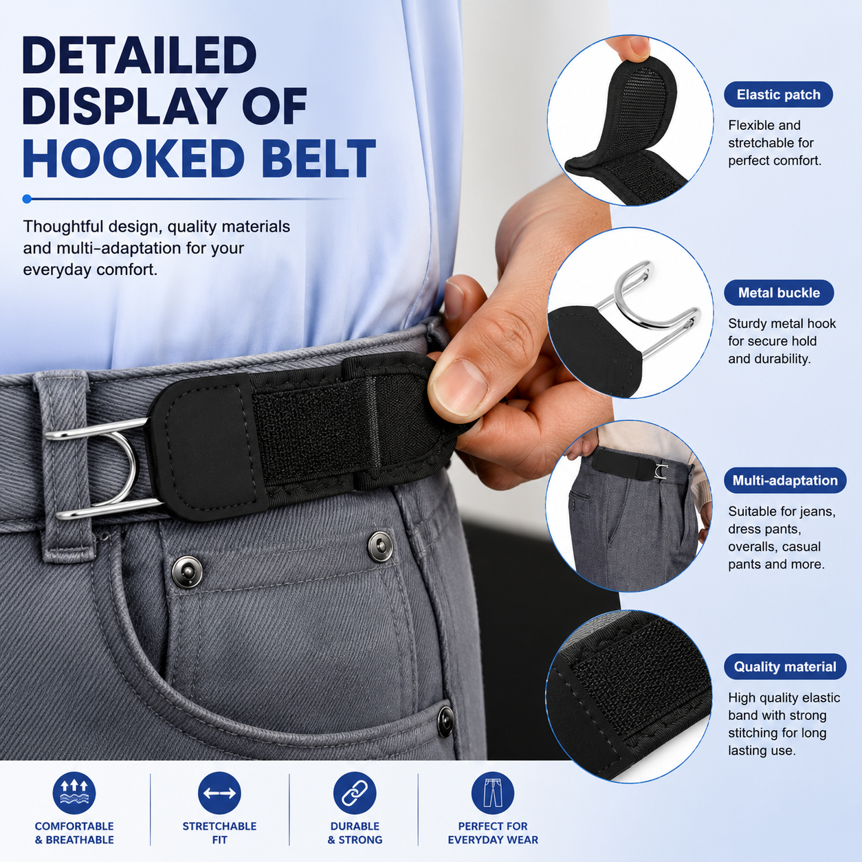 Adjustable Buckleless Elastic Waist Belt