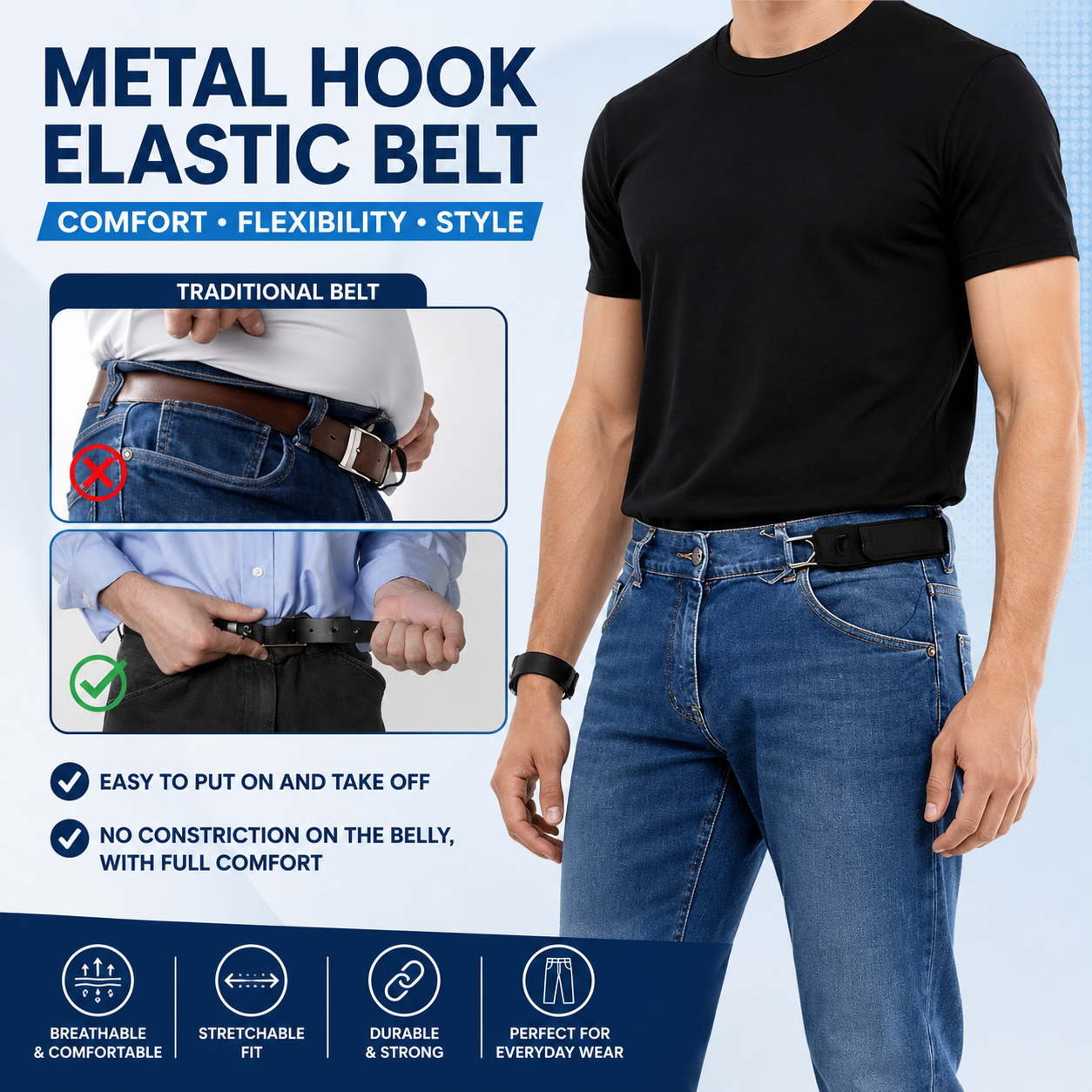 Adjustable Buckleless Elastic Waist Belt